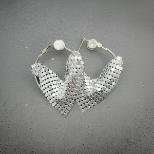 Fashion Silver Plated Triangle Dangle Loop Earrings